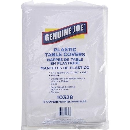 Genuine Joe TABLECOVR, PLASTIC, 54X108, WE, 6PK GJO10328